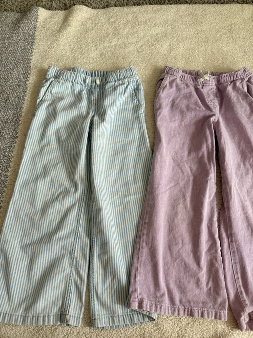 Cat & Jack Blue Stripe and Lavender Wide-Leg Pull-On Pants